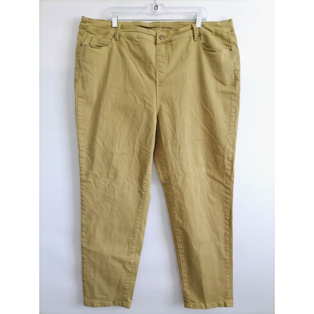 Soft Surroundings Muted Mustard Yellow High Rise Tapered Jeans Plus Size 2X
